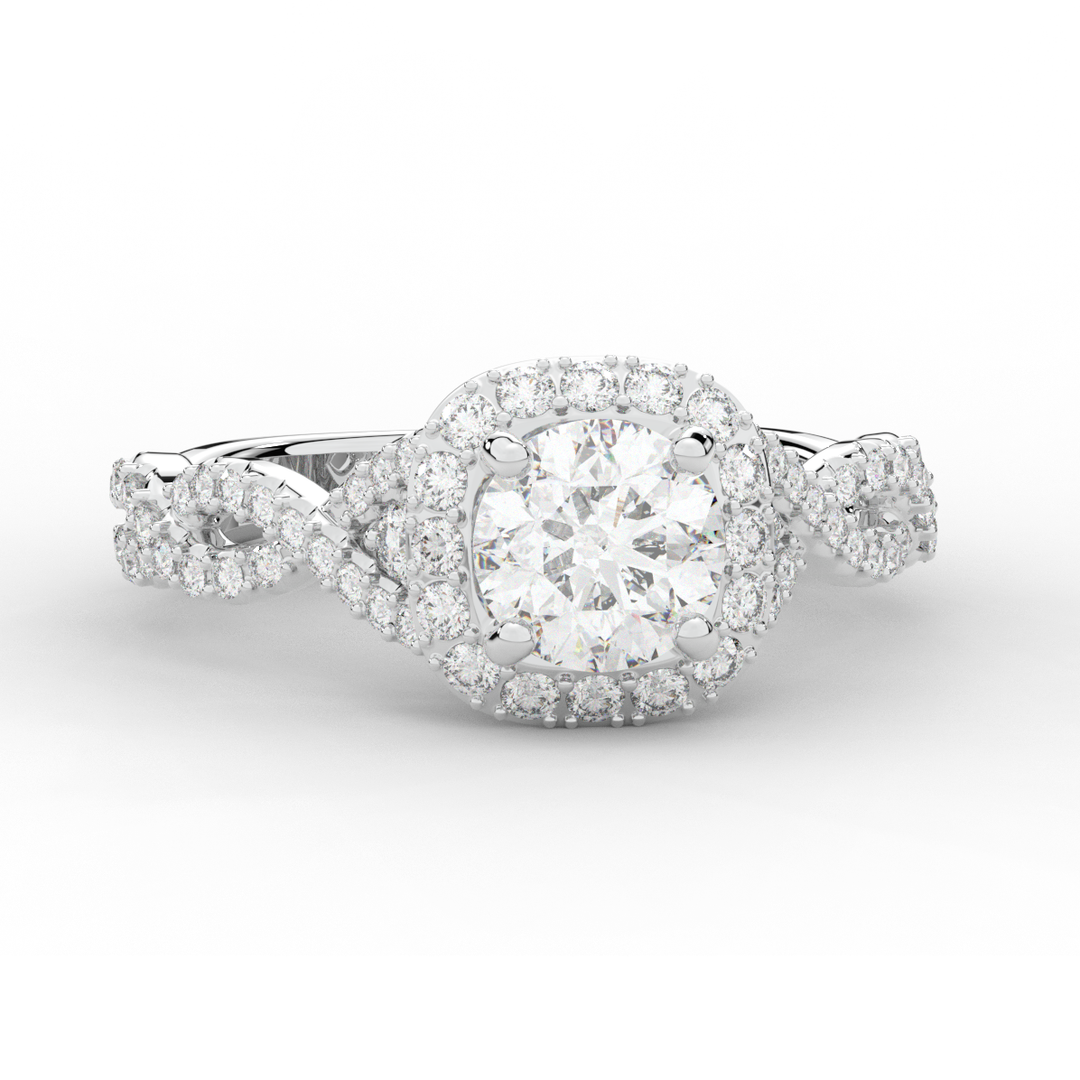 1.30CT.TW ROUND LAB DIAMOND HALO ENGAGEMENT RING - Nazarelle