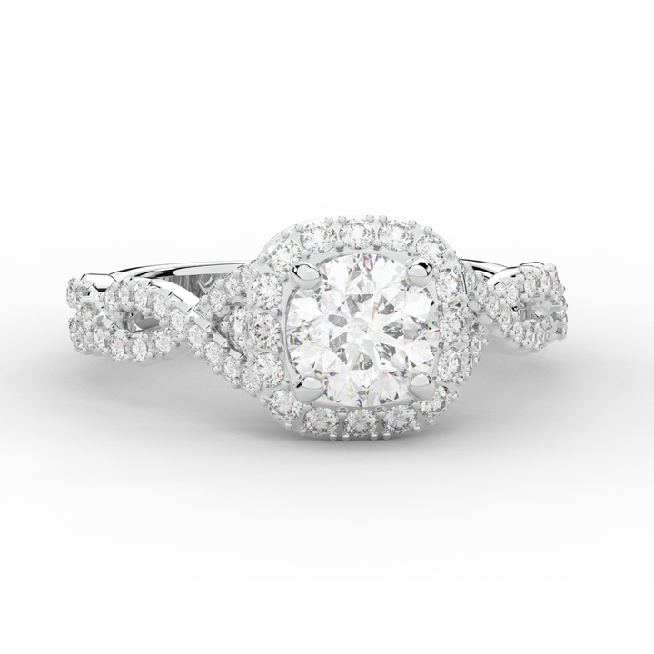1.30CT.TW ROUND LAB DIAMOND HALO ENGAGEMENT RING - Nazarelle