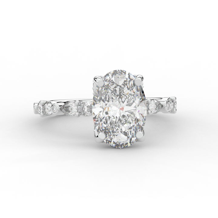 3.60CT.TW OVAL LAB DIAMOND SOLITAIRE ENGAGEMENT RING - Nazarelle