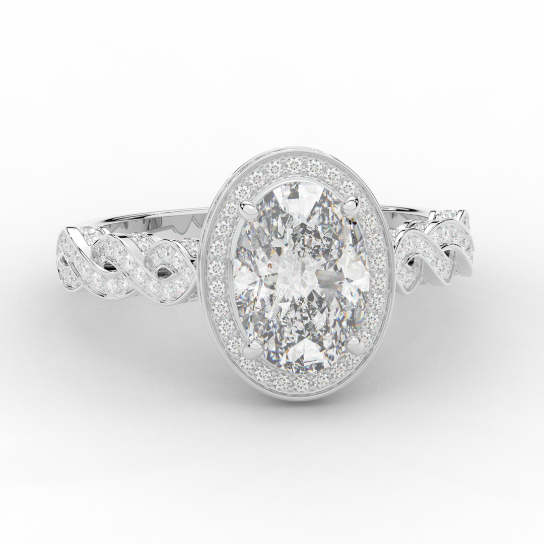 3.10CT.TW OVAL LAB DIAMOND HALO ENGAGEMENT RING - Nazarelle