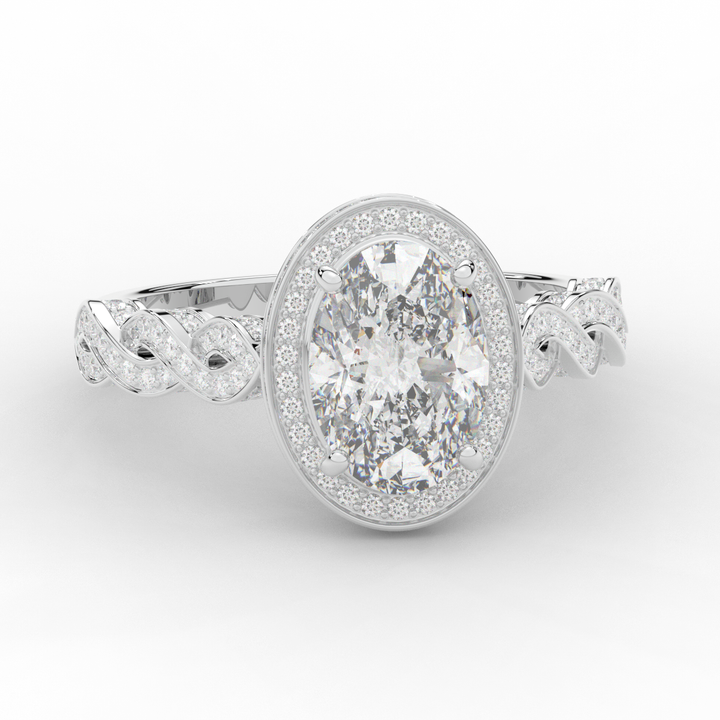 3.10CT.TW OVAL LAB DIAMOND HALO ENGAGEMENT RING - Nazarelle