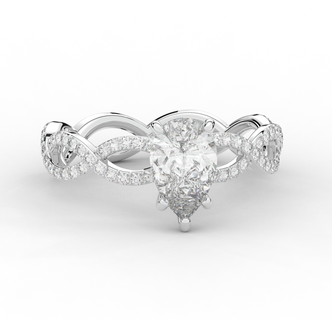 1.30CT.TW PEAR LAB DIAMOND TWIST BAND ENGAGEMENT RING - Nazarelle