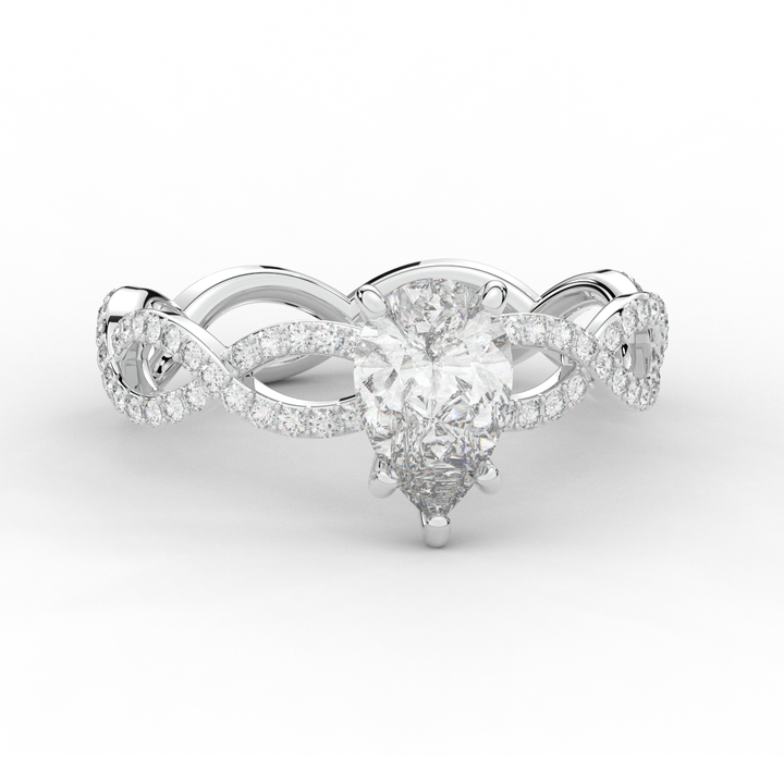 1.30CT.TW PEAR LAB DIAMOND TWIST BAND ENGAGEMENT RING - Nazarelle