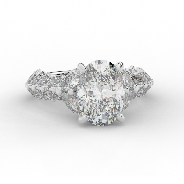 5.25CT.TW OVAL LAB DIAMOND HALO ENGAGEMENT RING - Nazarelle