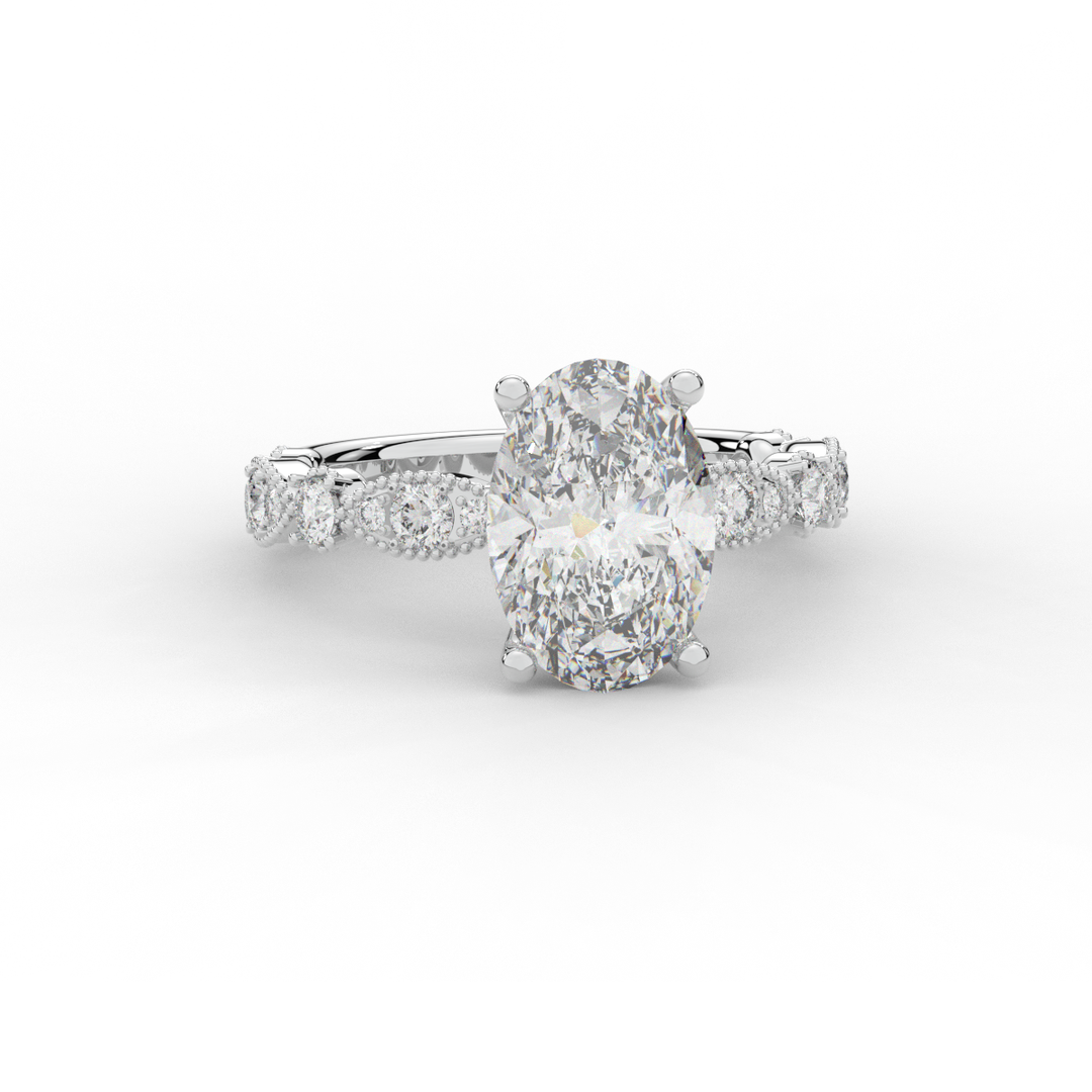 3.50CT.TW OVAL LAB DIAMOND SOLITAIRE ENGAGEMENT RING - Nazarelle
