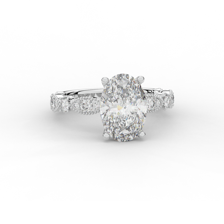 3.50CT.TW OVAL LAB DIAMOND SOLITAIRE ENGAGEMENT RING - Nazarelle