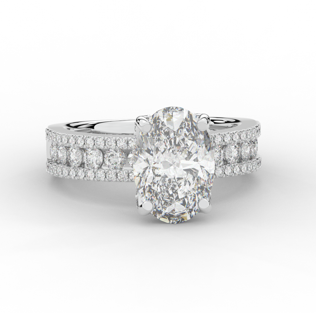 3.95CT.TW OVAL LAB DIAMOND SOLITAIRE ENGAGEMENT RING - Nazarelle