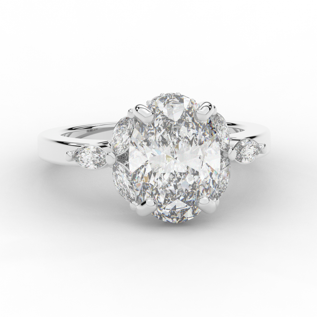 2.85CT.TW OVAL LAB DIAMOND ENGAGEMENT RING - Nazarelle