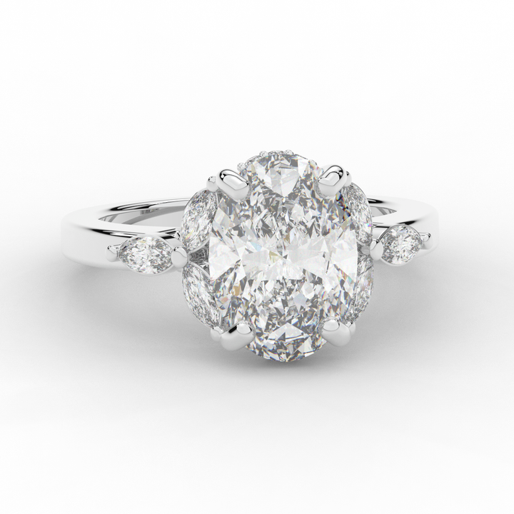 2.85CT.TW OVAL LAB DIAMOND ENGAGEMENT RING - Nazarelle