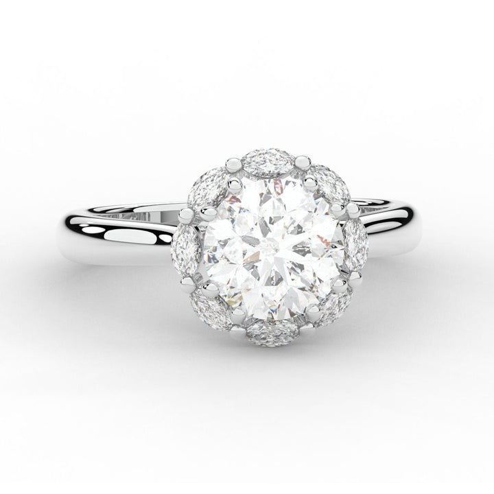 2.40CT.TW ROUND LAB DIAMOND HALO ENGAGEMENT RING - Nazarelle