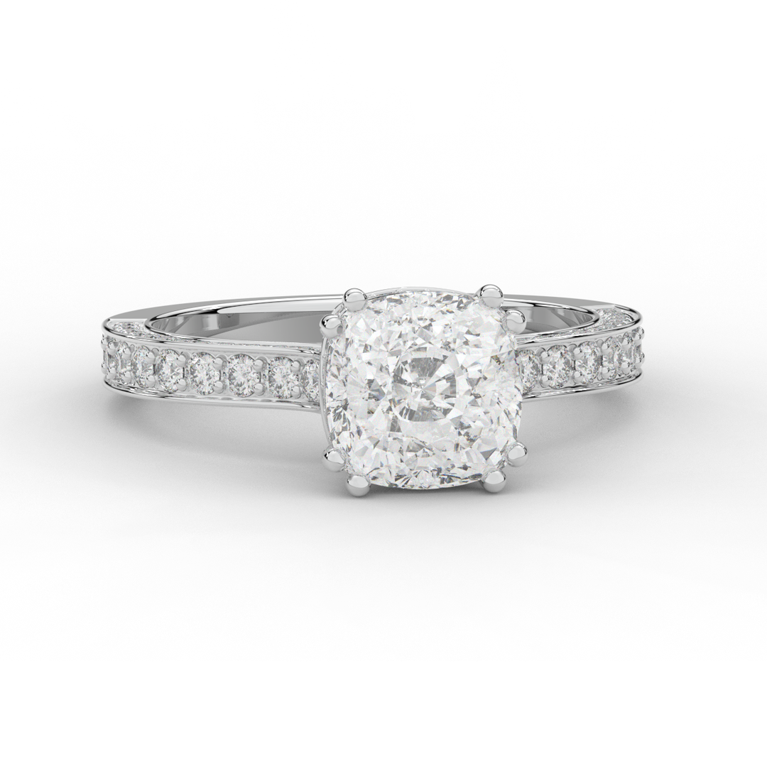 2.60CT.TW CUSHION LAB DIAMOND SOLITAIRE ENGAGEMENT RING - Nazarelle