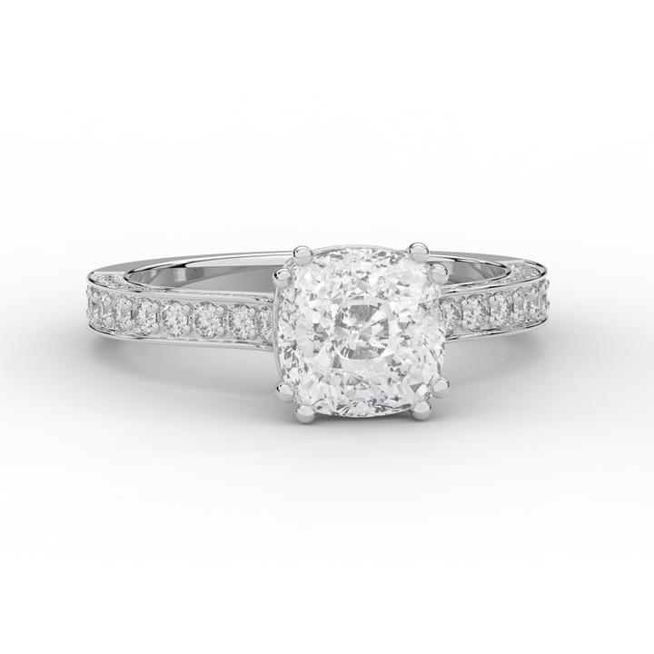 2.60CT.TW CUSHION LAB DIAMOND SOLITAIRE ENGAGEMENT RING - Nazarelle