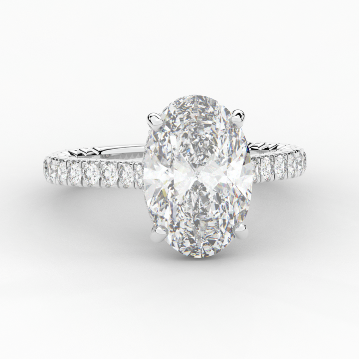 4.70CT.TW OVAL LAB DIAMOND UNDERHALO SOLITAIRE ENGAGEMENT RING - Nazarelle