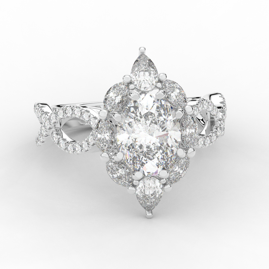 3.00CT.TW OVAL LAB DIAMOND HALO ENGAGEMENT RING - Nazarelle