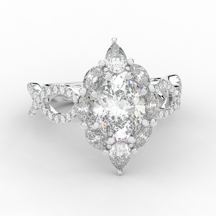 3.00CT.TW OVAL LAB DIAMOND HALO ENGAGEMENT RING - Nazarelle