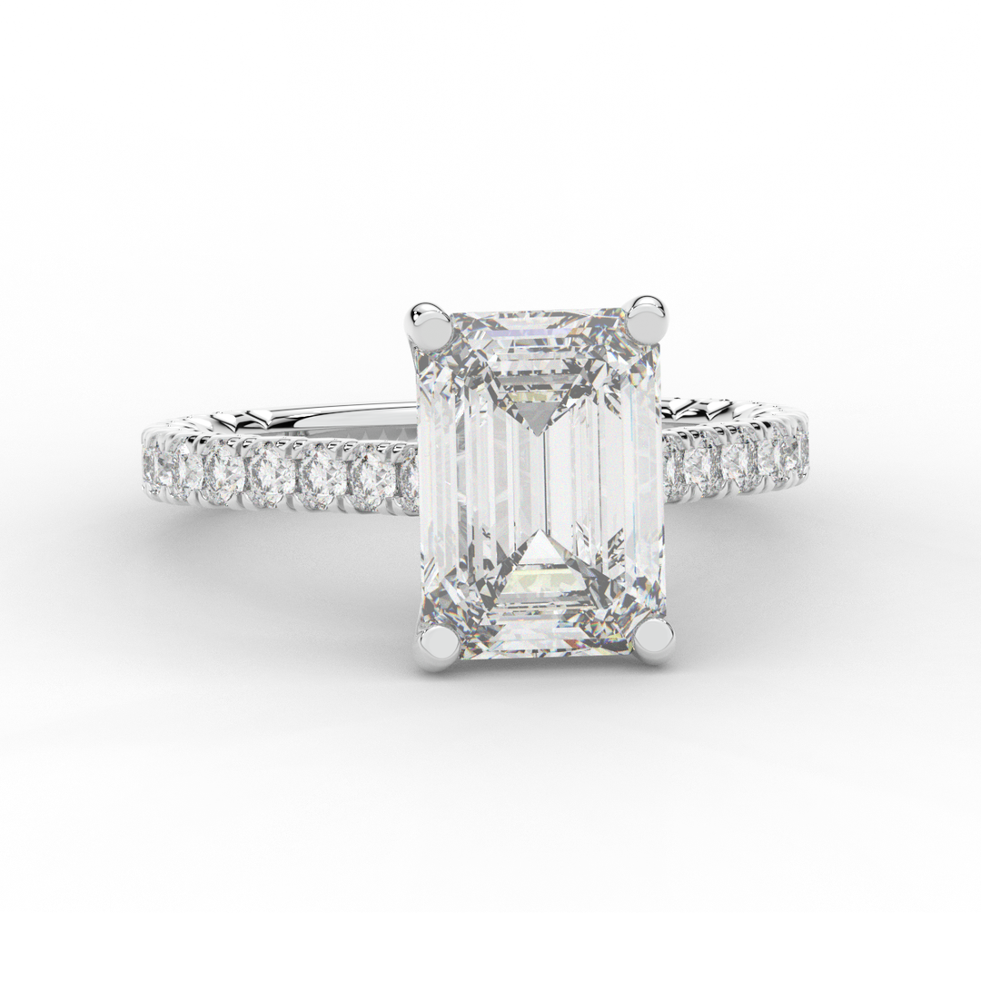 4.25CT.TW EMERALD CUT LAB DIAMOND SOLITAIRE ENGAGEMENT RING - Nazarelle