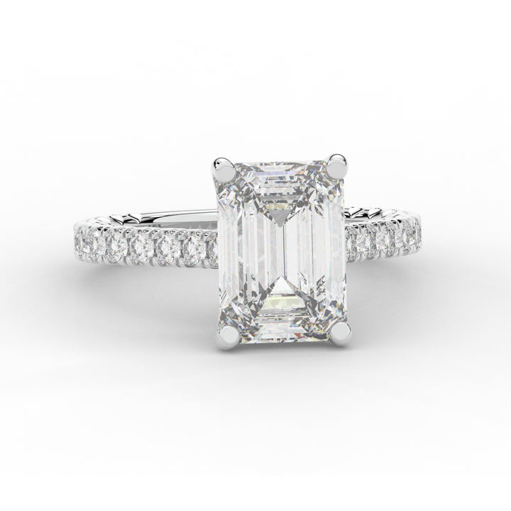 4.25CT.TW EMERALD CUT LAB DIAMOND SOLITAIRE ENGAGEMENT RING - Nazarelle