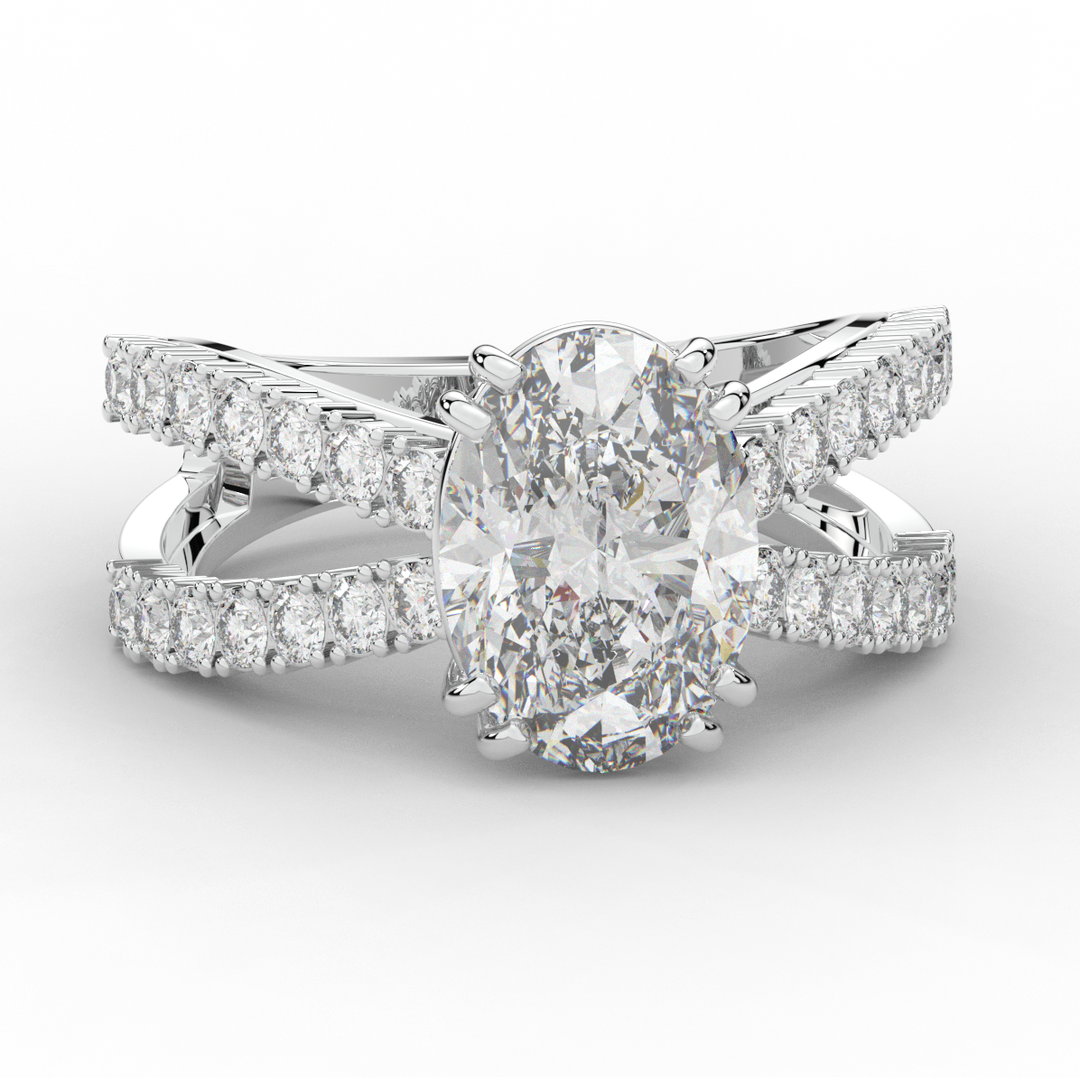 3.75CT.TW OVAL LAB DIAMOND SPLIT BAND ENGAGEMENT RING