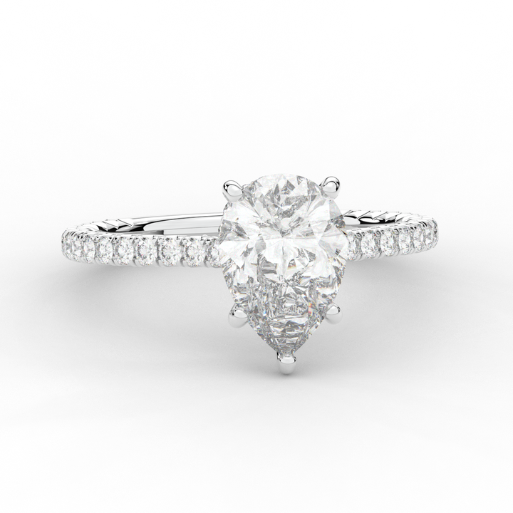 2.50CT.TW PEAR LAB DIAMOND UNDERHALO SOLITAIRE ENGAGEMENT RING - Nazarelle