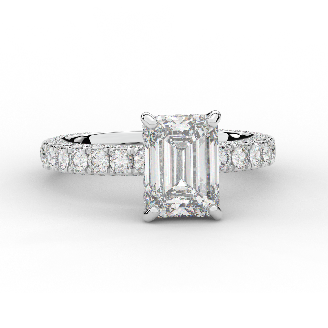 3.00CT.TW EMERALD CUT LAB DIAMOND ENGAGEMENT RING - Nazarelle
