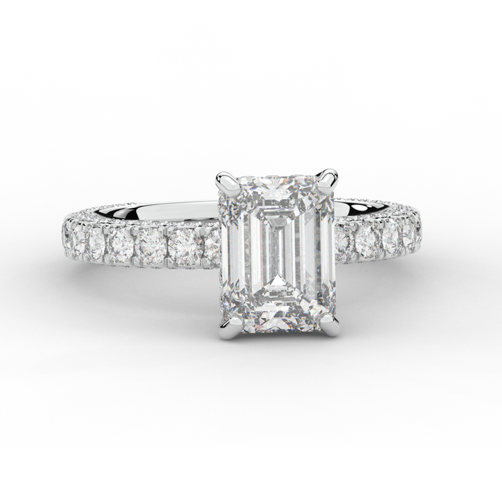 3.00CT.TW EMERALD CUT LAB DIAMOND ENGAGEMENT RING - Nazarelle