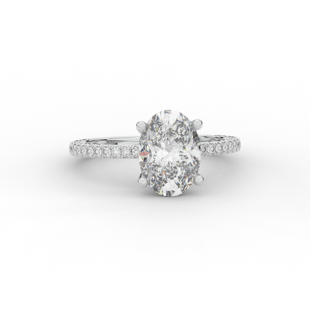 3.15CT.TW OVAL LAB DIAMOND SOLITAIRE ENGAGEMENT RING - Nazarelle