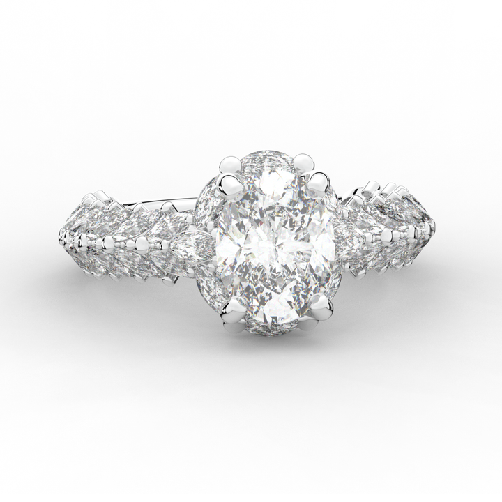 3.10CT.TW OVAL LAB DIAMOND HALO ENGAGEMENT RING - Nazarelle