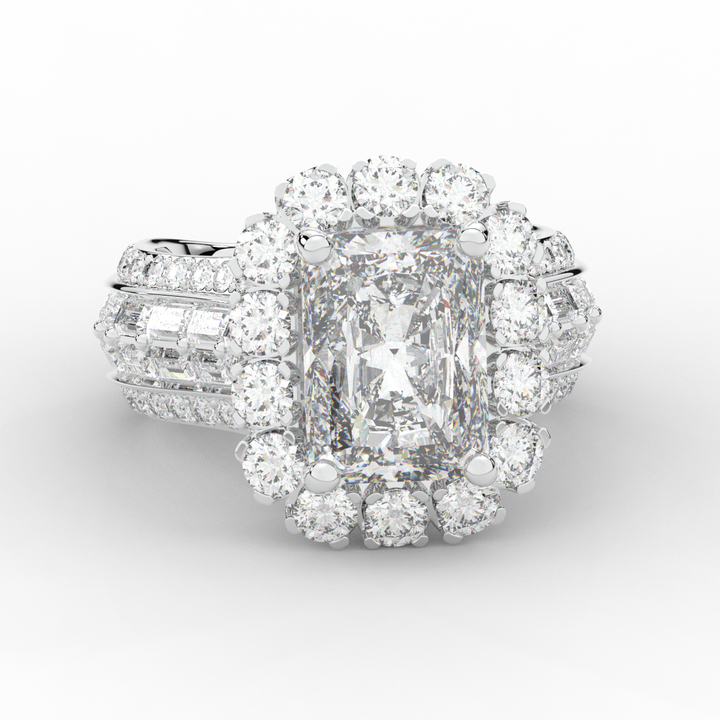 8.00CT.TW RADIANT LAB DIAMOND HALO ENGAGEMENT RING - Nazarelle