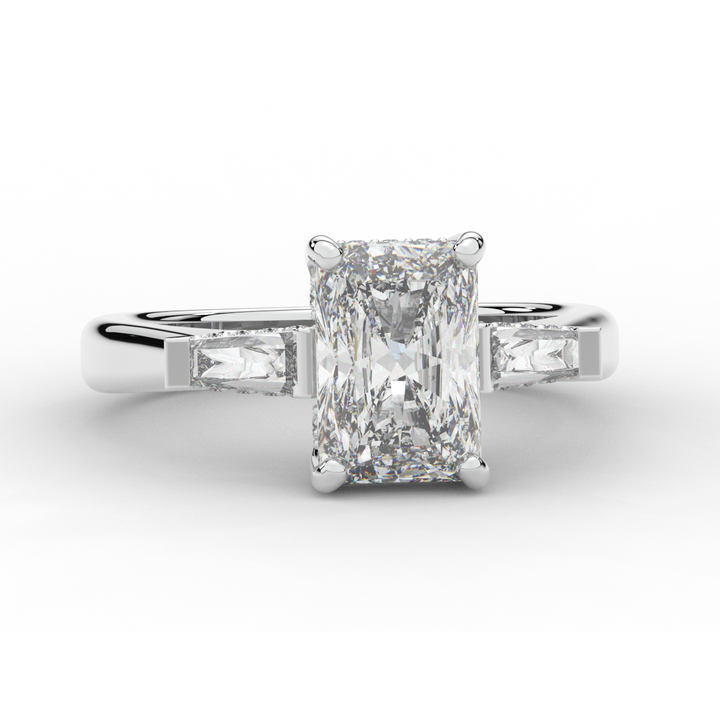 3.45CT.TW RADIANT LAB DIAMOND 3 STONE ENGAGEMENT RING - Nazarelle