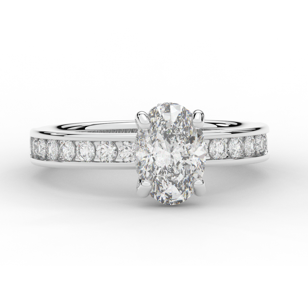 1.95CT.TW OVAL LAB DIAMOND UNDERHALO ENGAGEMENT RING - Nazarelle