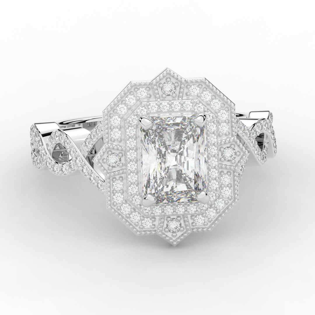 1.90CT.TW RADIANT LAB DIAMOND HALO ENGAGEMENT RING - Nazarelle
