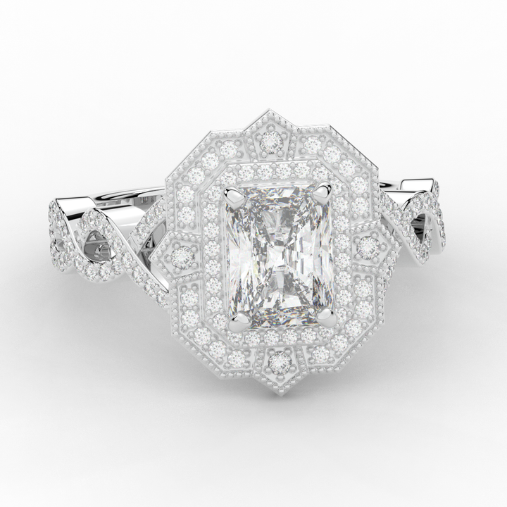 1.90CT.TW RADIANT LAB DIAMOND HALO ENGAGEMENT RING - Nazarelle