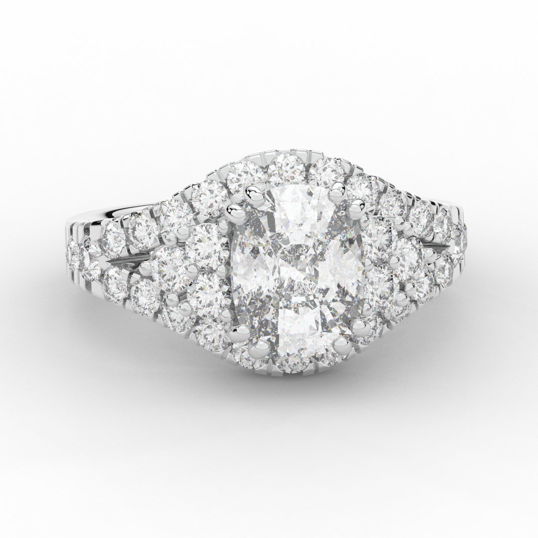 3.10CT.TW CUSHION LAB DIAMOND HALO ENGAGEMENT RING - Nazarelle