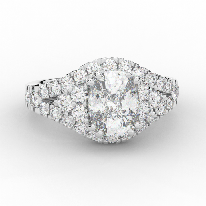 3.10CT.TW CUSHION LAB DIAMOND HALO ENGAGEMENT RING - Nazarelle
