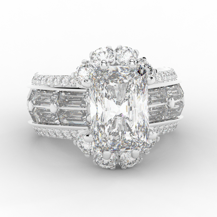 8.25CT.TW RADIANT LAB DIAMOND HALO ENGAGEMENT RING - Nazarelle