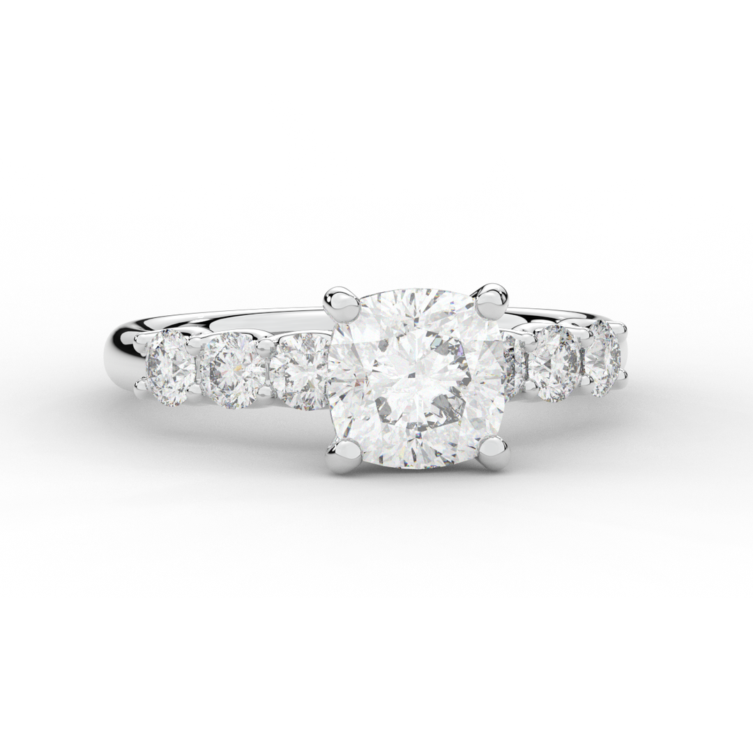 2.60CT.TW CUSHION LAB DIAMOND SOLITAIRE ENGAGEMENT RING - Nazarelle