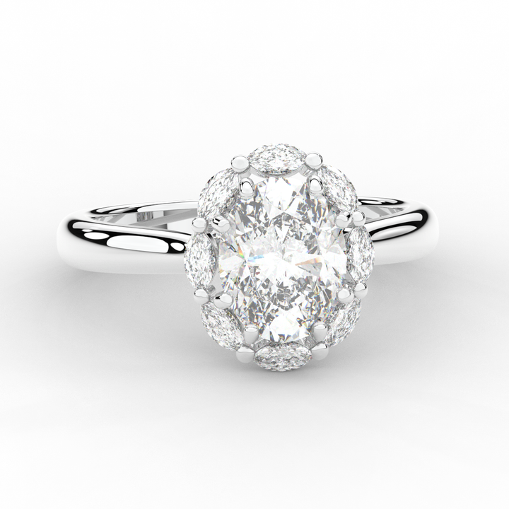 1.90CT.TW OVAL LAB DIAMOND HALO ENGAGEMENT RING - Nazarelle