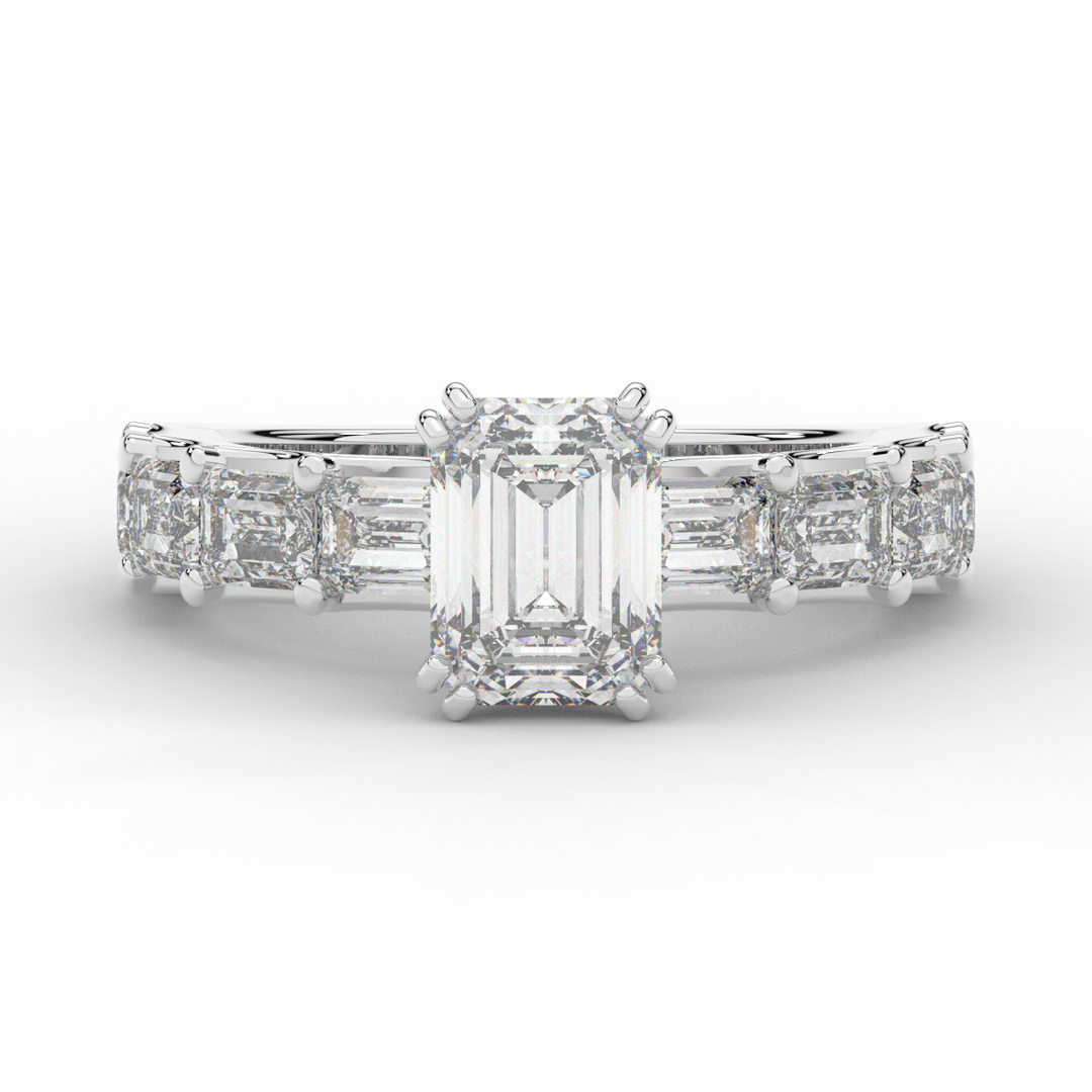 3.75CT.TW EMERALD CUT LAB DIAMOND SOLITAIRE ENGAGEMENT RING