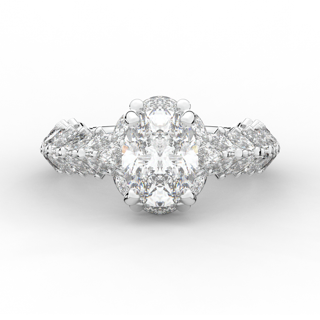 3.10CT.TW OVAL LAB DIAMOND HALO ENGAGEMENT RING - Nazarelle