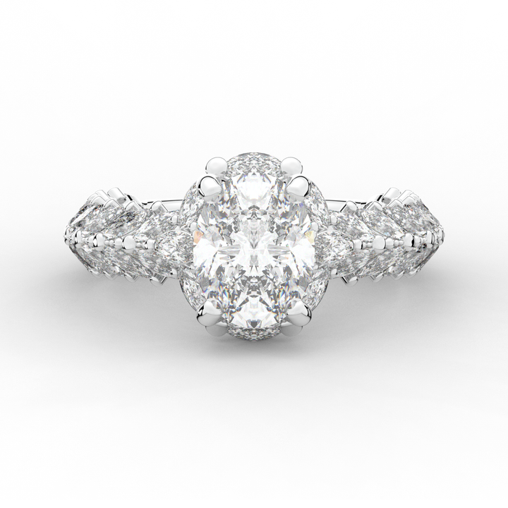 3.10CT.TW OVAL LAB DIAMOND HALO ENGAGEMENT RING - Nazarelle