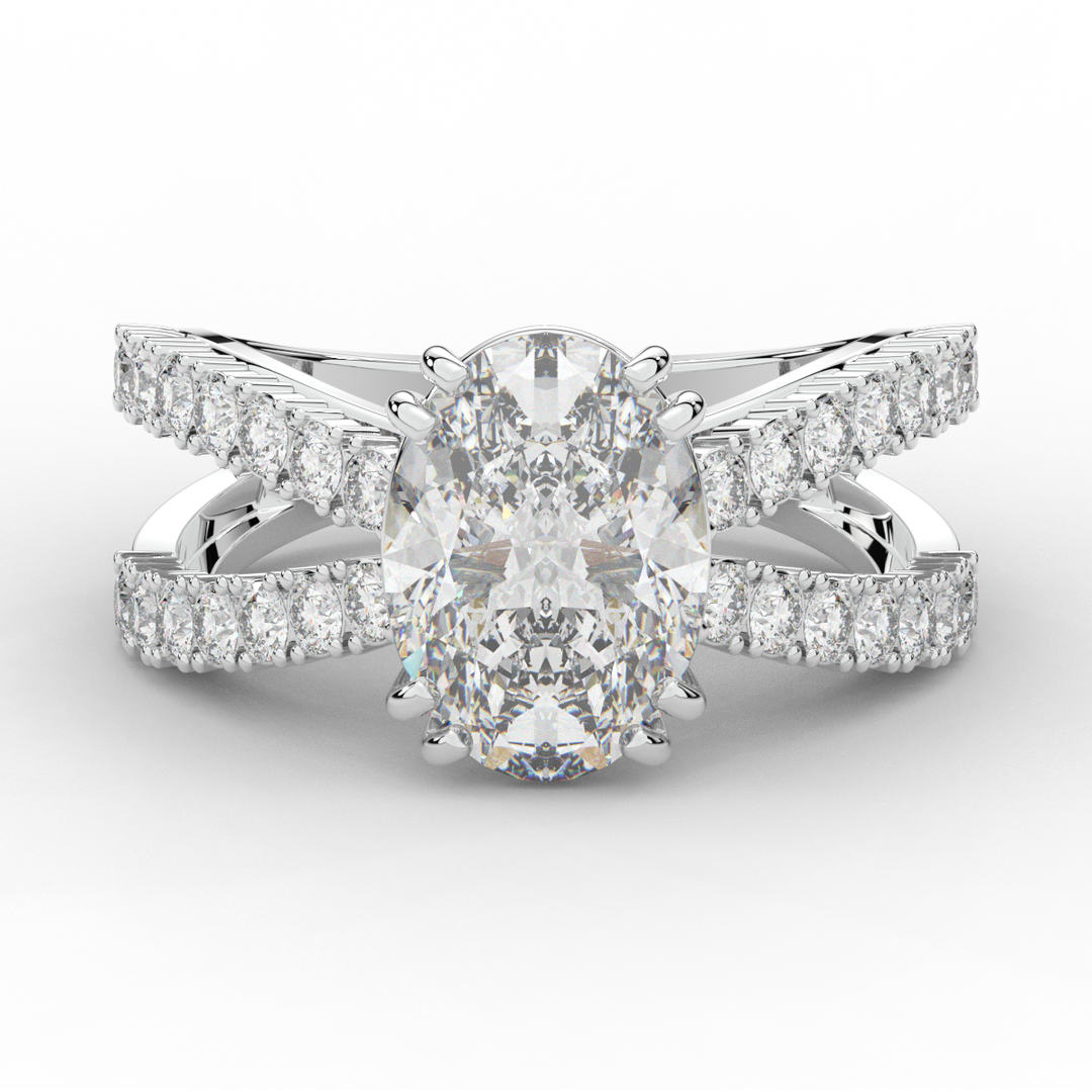 3.75CT.TW OVAL LAB DIAMOND SPLIT BAND ENGAGEMENT RING