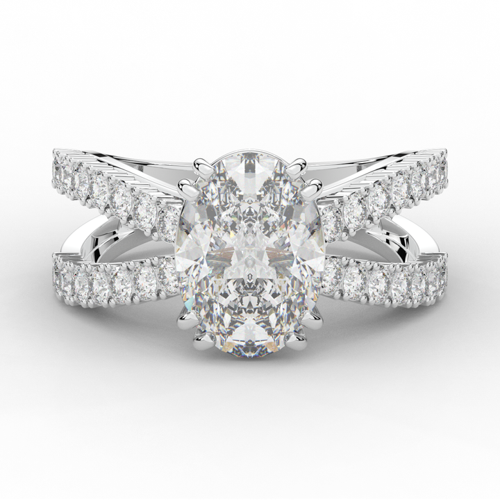 3.75CT.TW OVAL LAB DIAMOND SPLIT BAND ENGAGEMENT RING
