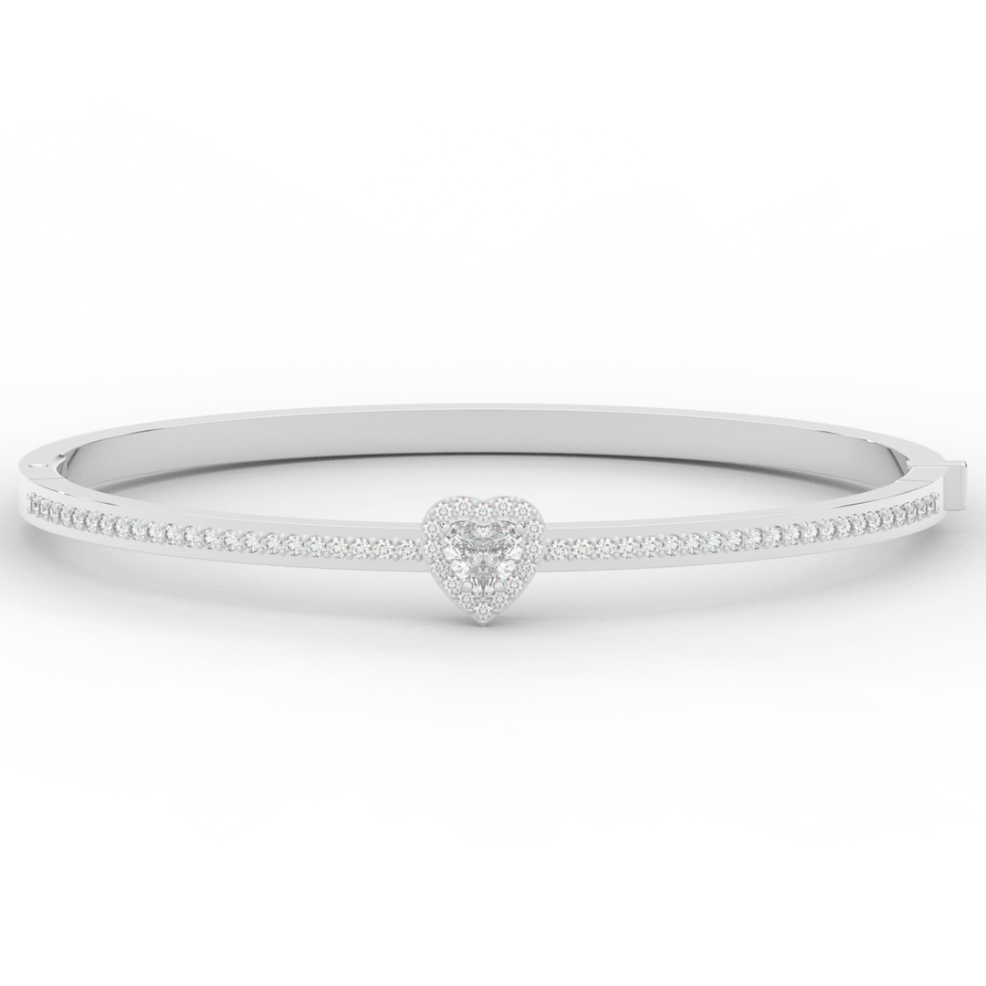 1.65CT.TW HEART AND ROUND LAB DIAMOND  BANGLE - Nazarelle
