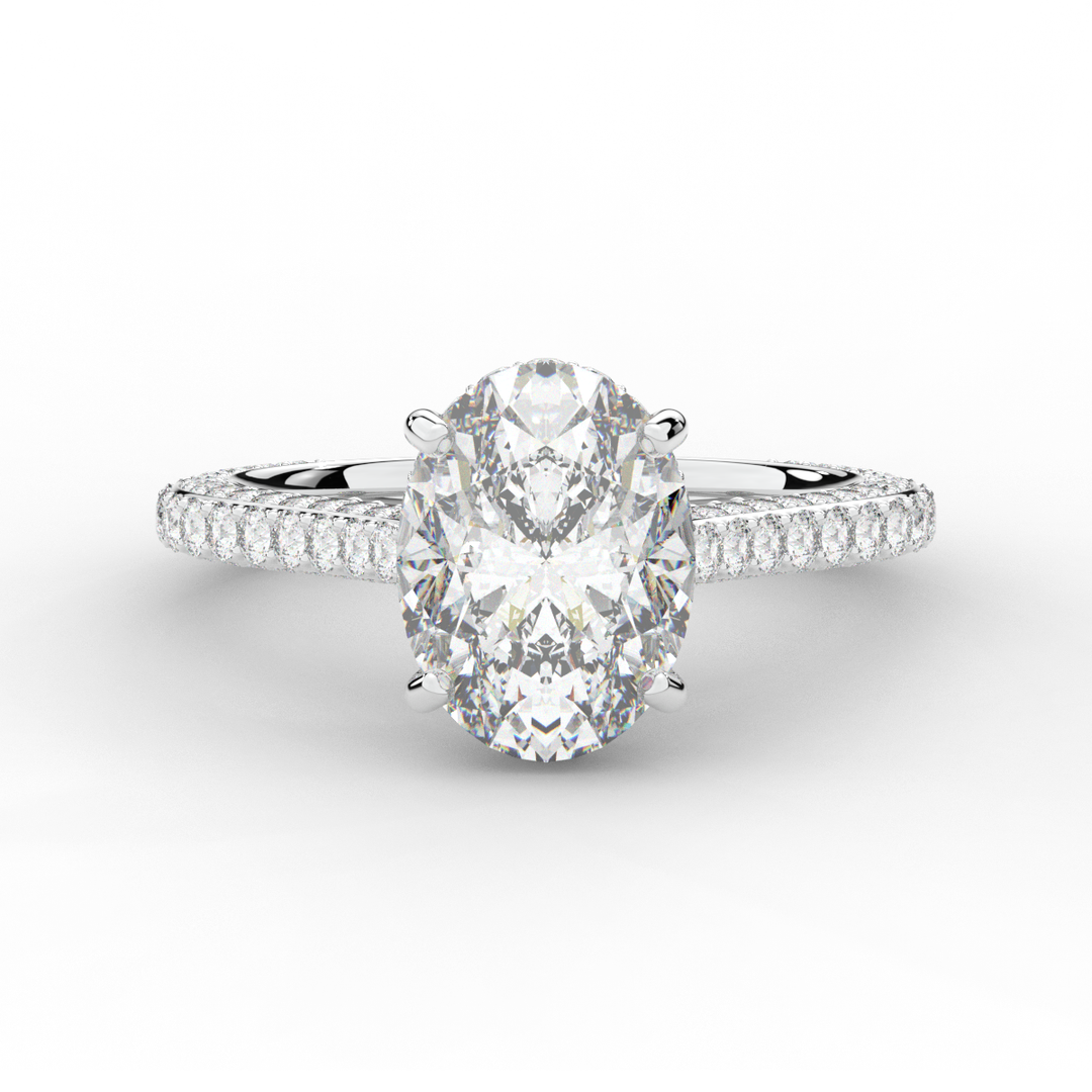 4.00CT.TW OVAL LAB DIAMOND UNDERHALO SOLITAIRE ENGAGEMENT RING - Nazarelle