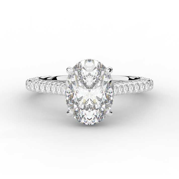4.00CT.TW OVAL LAB DIAMOND UNDERHALO SOLITAIRE ENGAGEMENT RING - Nazarelle