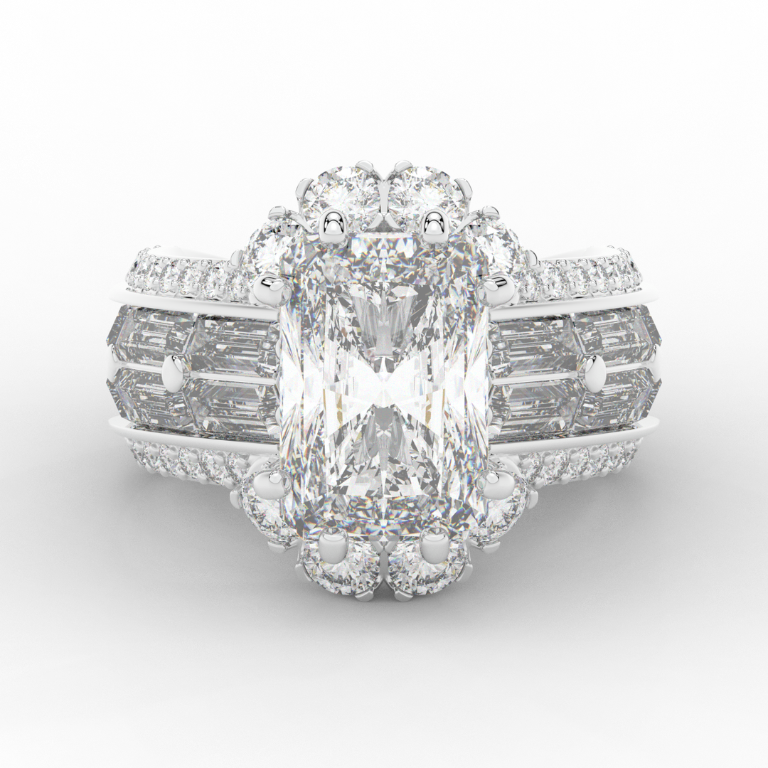 8.25CT.TW RADIANT LAB DIAMOND HALO ENGAGEMENT RING - Nazarelle