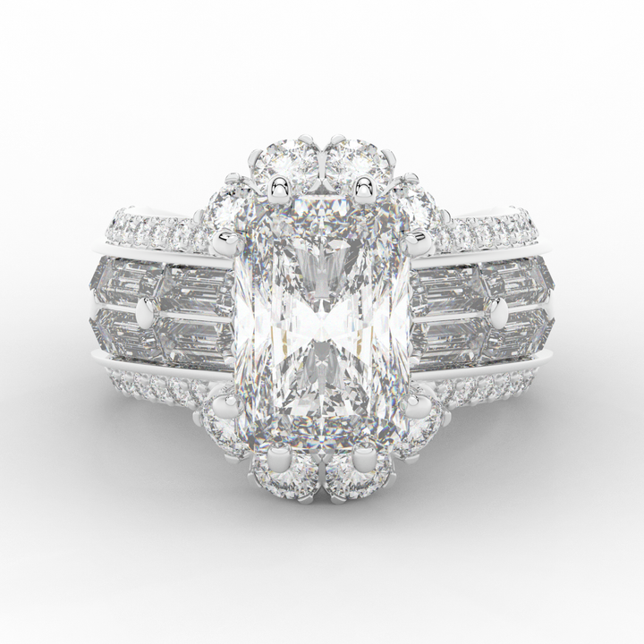 8.25CT.TW RADIANT LAB DIAMOND HALO ENGAGEMENT RING - Nazarelle