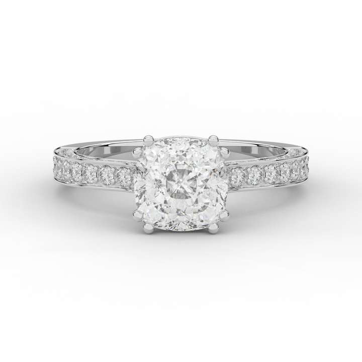 2.60CT.TW CUSHION LAB DIAMOND SOLITAIRE ENGAGEMENT RING - Nazarelle