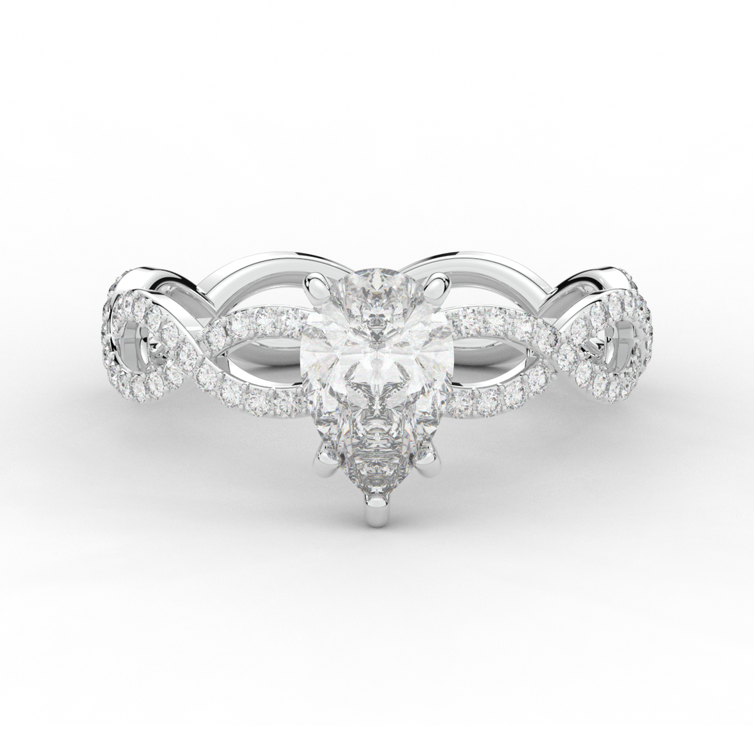 1.30CT.TW PEAR LAB DIAMOND TWIST BAND ENGAGEMENT RING - Nazarelle