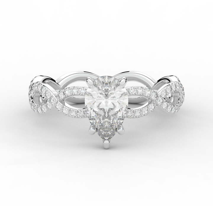 1.30CT.TW PEAR LAB DIAMOND TWIST BAND ENGAGEMENT RING - Nazarelle